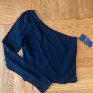Abercrombie & Fitch Black One-Shoulder Crop Top